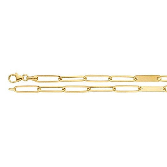 14K Yellow Gold 3.8mm Elongated Cable Chain, 18inch