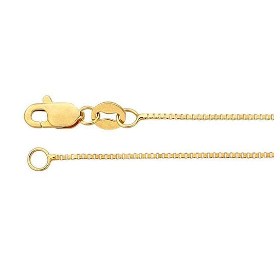 14K Yellow Gold in 0.6 or 1mm Box Chain, choose your length