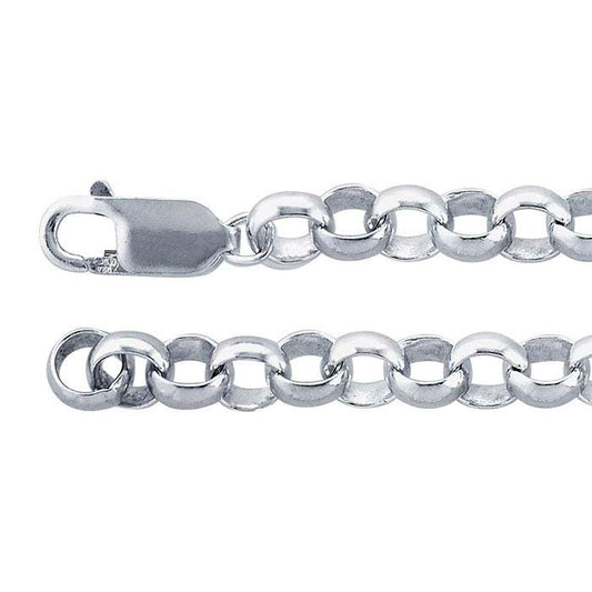 Sterling Silver 6.3mm Round Rolo Chain Bracelet, 7inch