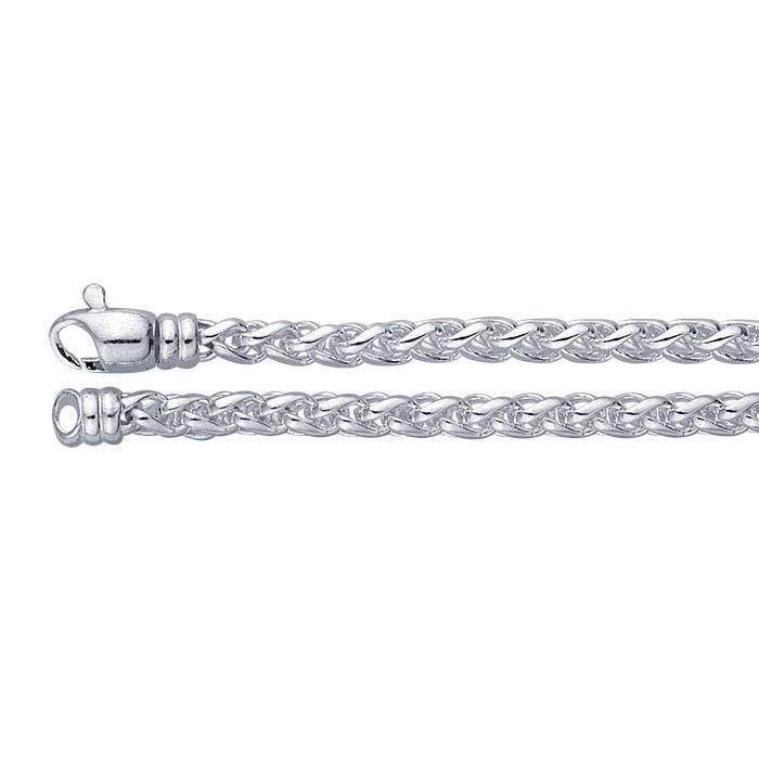 Sterling Silver 5mm Wheat Chain Bracelet