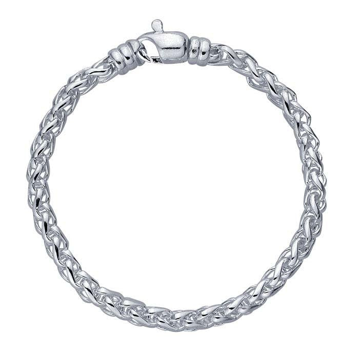 Sterling Silver 5mm Wheat Chain Bracelet