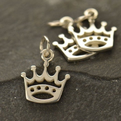 Sterling Silver Crown Charm 16x11mm, also available in gokld plated