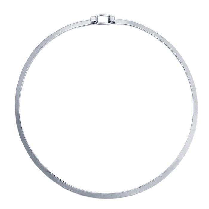 925 Sterling Silver 4mm Flat Neck Ring Necklace