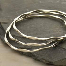 One Sterling Silver Bangle Bracelet - Wave Pattern