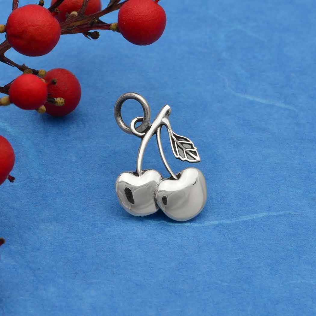 Sterling Silver Cherry Charm 17x12mm