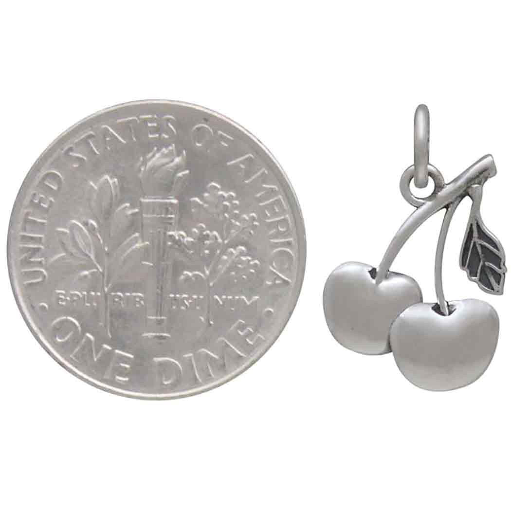 Sterling Silver Cherry Charm 17x12mm