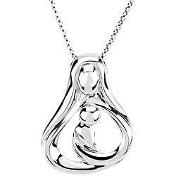 Sterling Silver Embraced by the Heart™ Mother and Child/Children Pendant and Necklace Gift Set