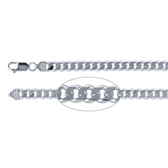 Sterling Silver Beveled Curb Chain Bracelet 8 inch