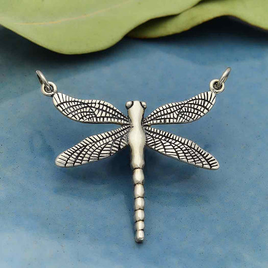 Sterling Silver Dragonfly Pendant Festoon 36x31mm