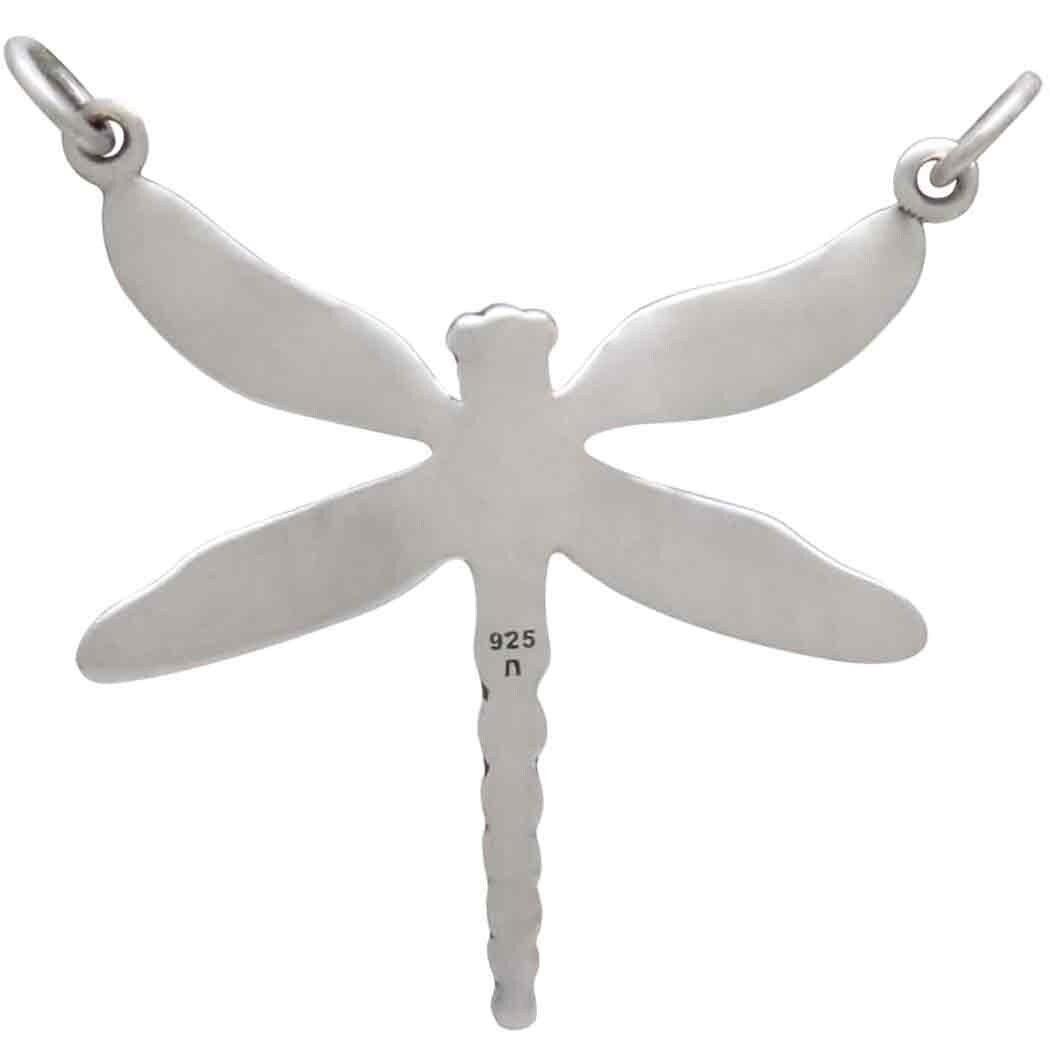 Sterling Silver Dragonfly Pendant Festoon 36x31mm