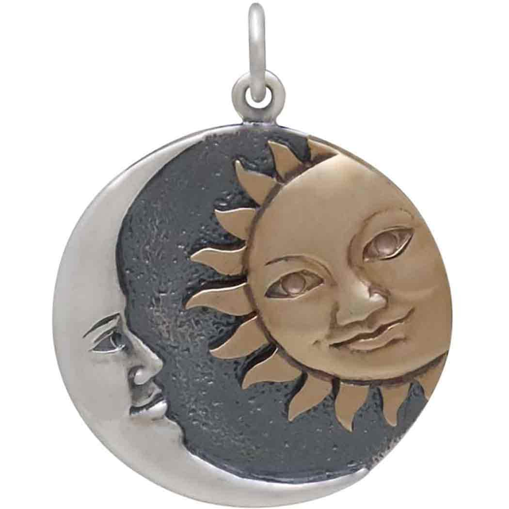 Mixed Metal Sun and Moon Pendant 27x21mm