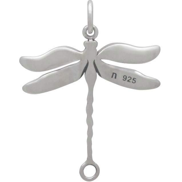 Sterling silver detailed dragonfly link, component, pendant