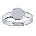 925 Sterling Silver Adjustable Ring with 8mm Round Pad