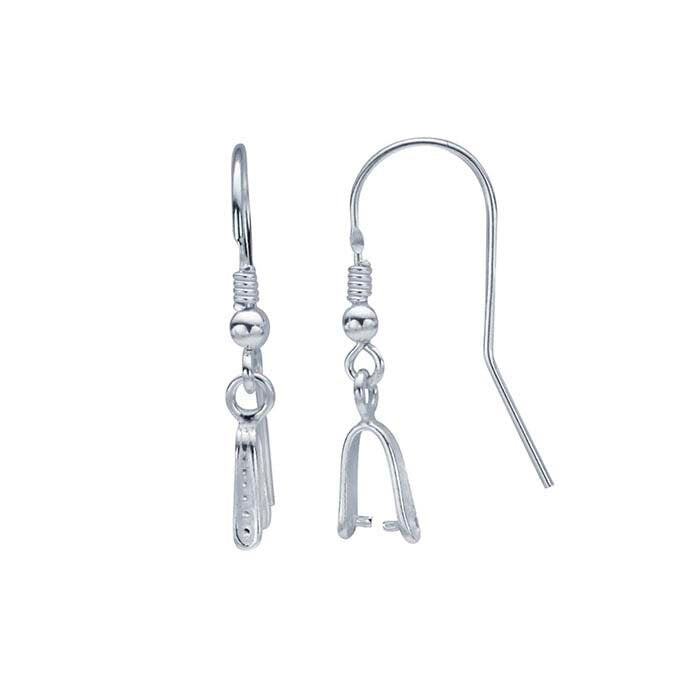 Sterling Silver Ear Wire Mounting with Coil and Bead