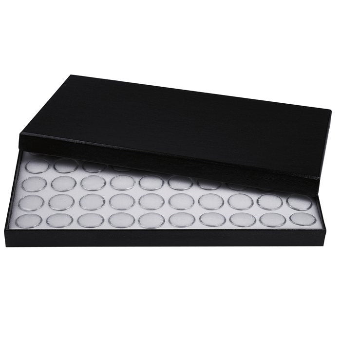 Black Paper-Covered Full-Size Gem Tray with Lid with 50 jars