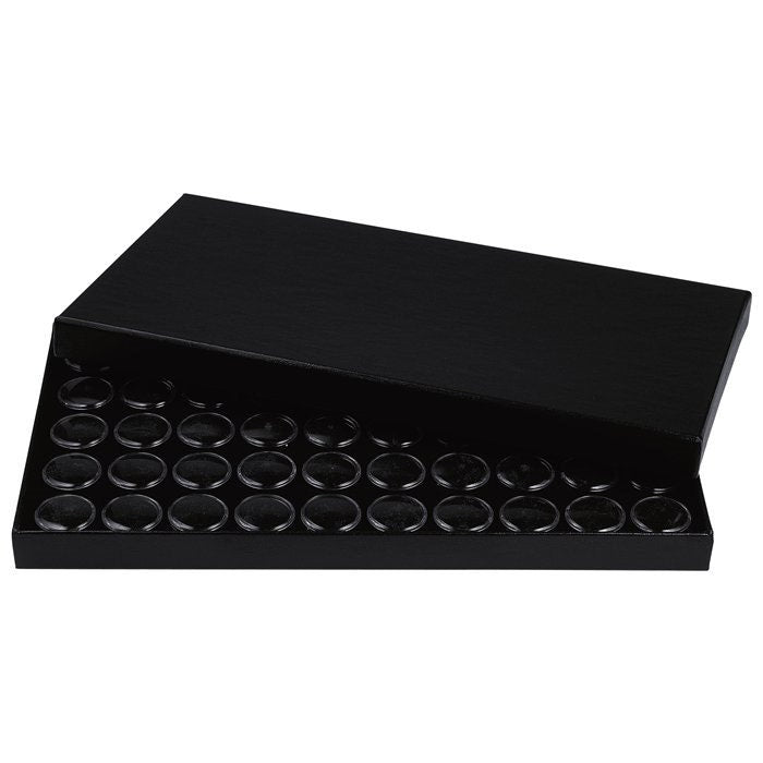 Black Paper-Covered Full-Size Gem Tray with Lid with 50 jars